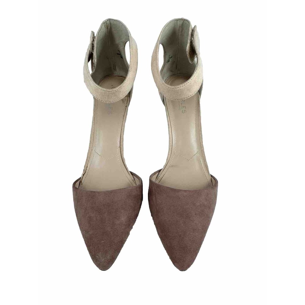 Charles By Charles David 10M Heels Ankle Strap Pointed Toe Nude Mauve/Beige Purp